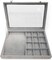 Ice Velvet Jewelry Box Display Case with a Clear Glass Window,10 Hooks Necklace Organizer Box and 12 Grids for Earrings Rings Storage Grey
